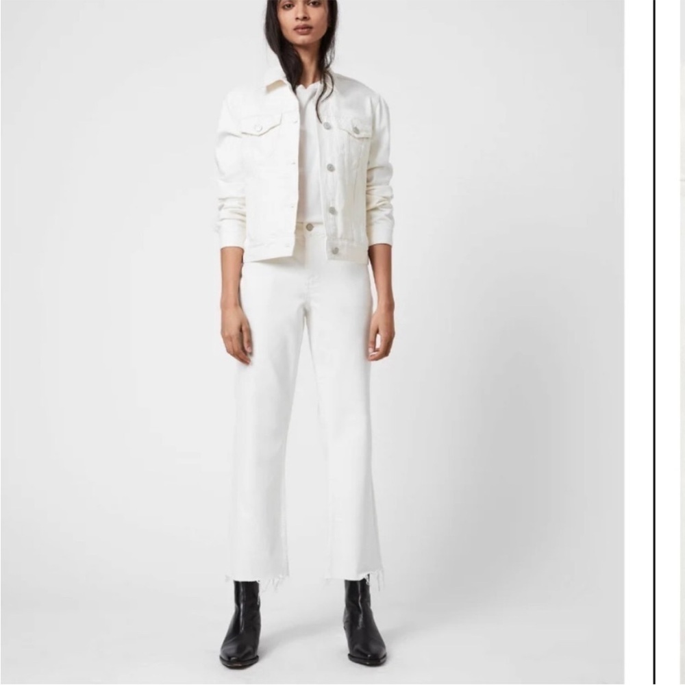 ALL SAINTS Barely Cropped High-Rise Bootcut Jeans White 26